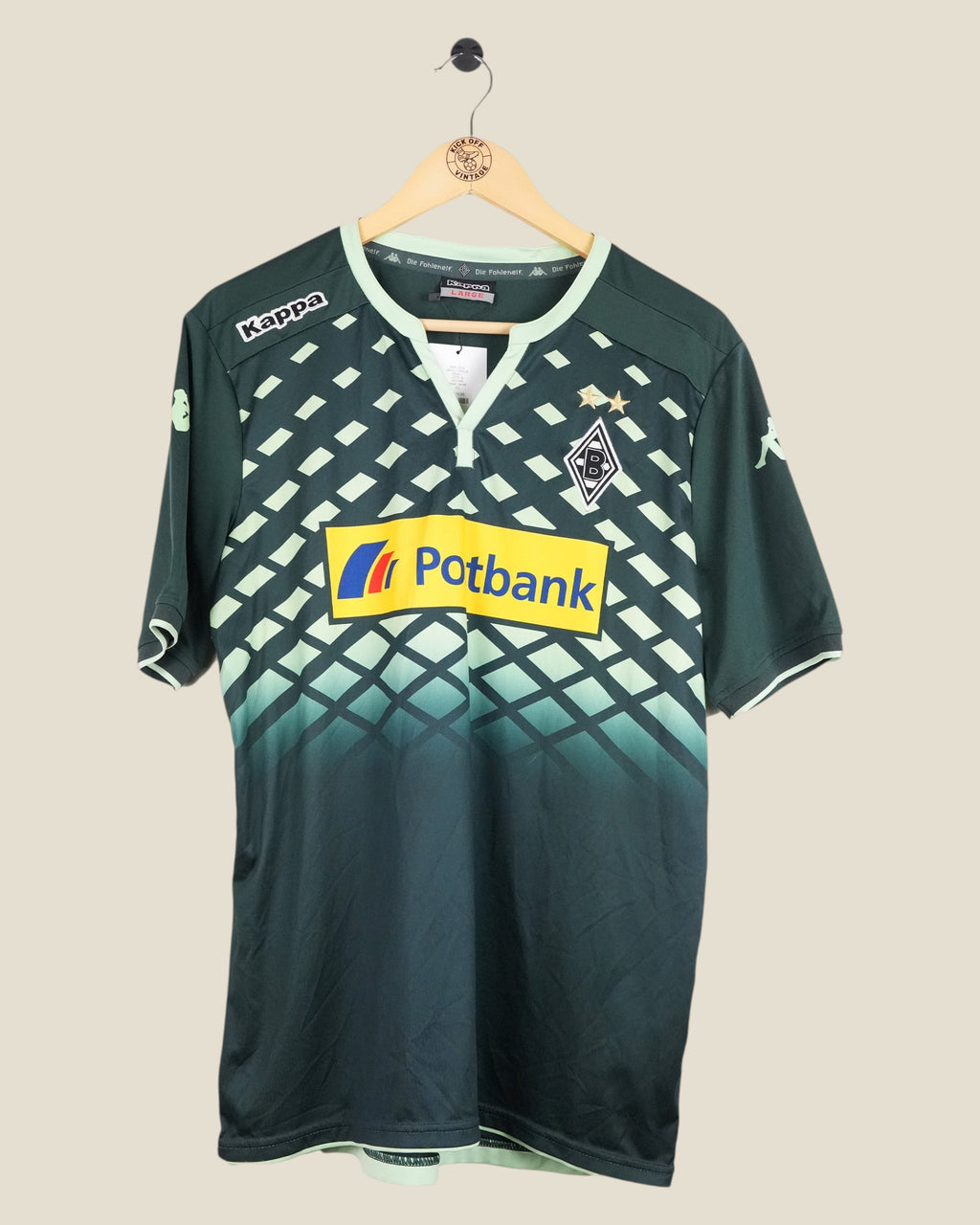 Kick Off Vintage Borussia Monchengladbach 2015/16 Hazard away football shirt in dark green with Kappa branding
