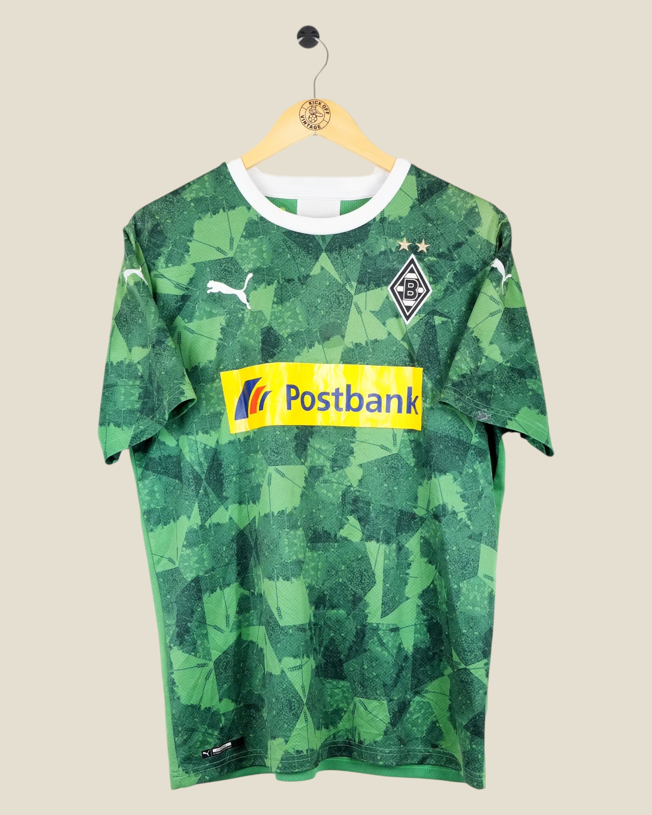 Kick Off Vintage Borussia Monchengladbach 2019/20 third football shirt by PUMA in green with geometric pattern