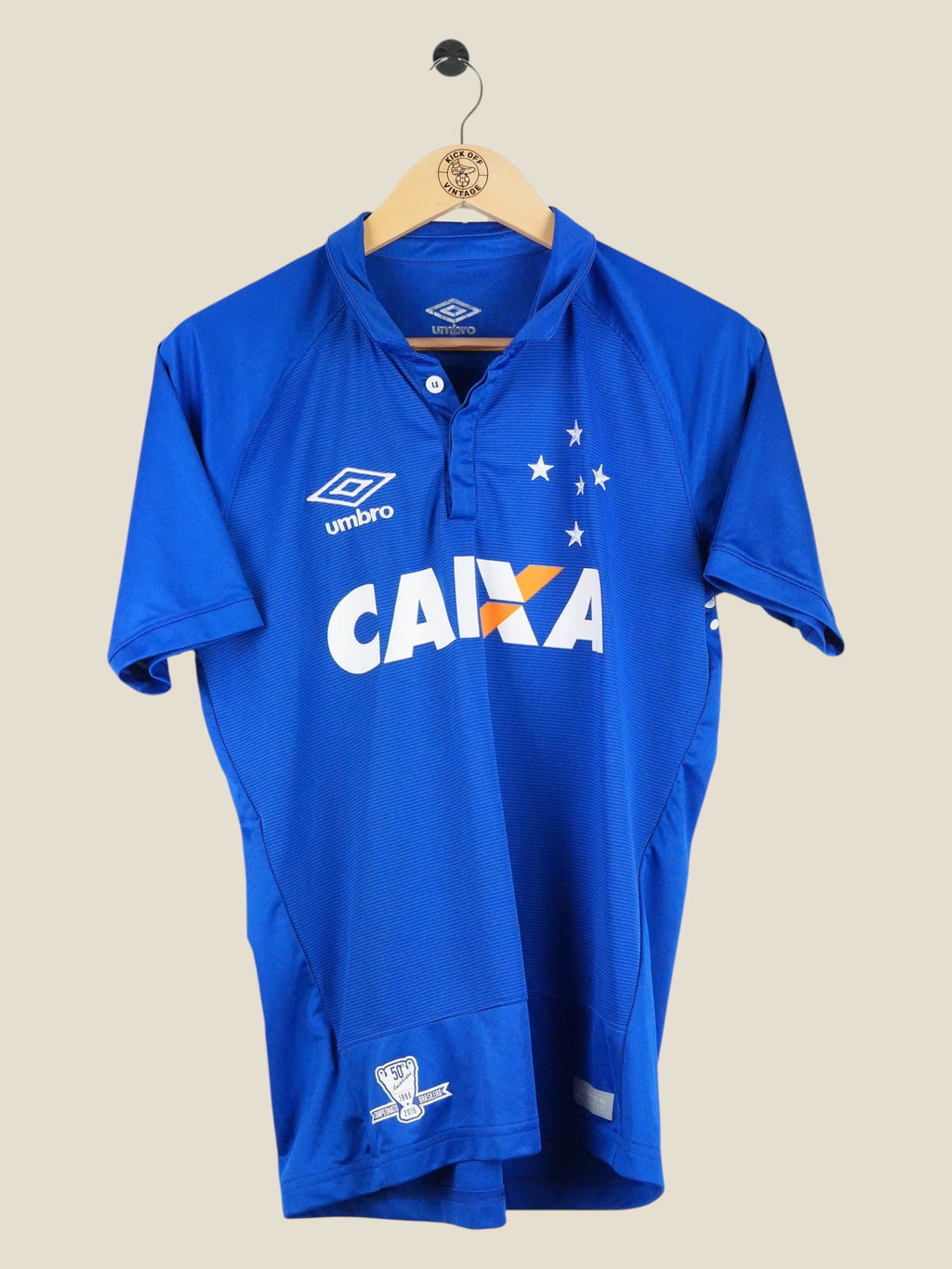 Kick Off Vintage 2016 Cruzeiro home football jersey in blue with Umbro branding and Caixa sponsor logo
