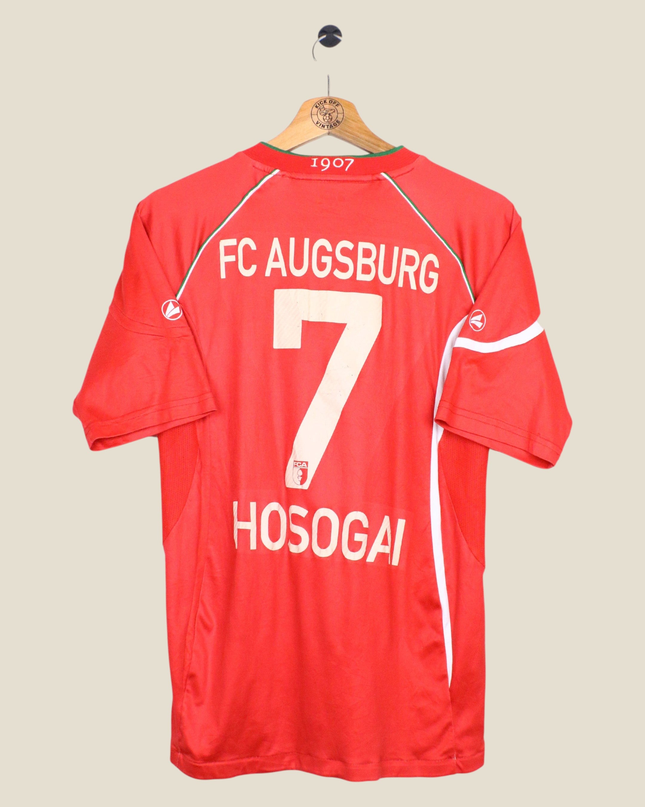 Kick Off Vintage FC Augsburg 2011/12 third jersey with Hosogai 7 print on back, red with white details, size XS