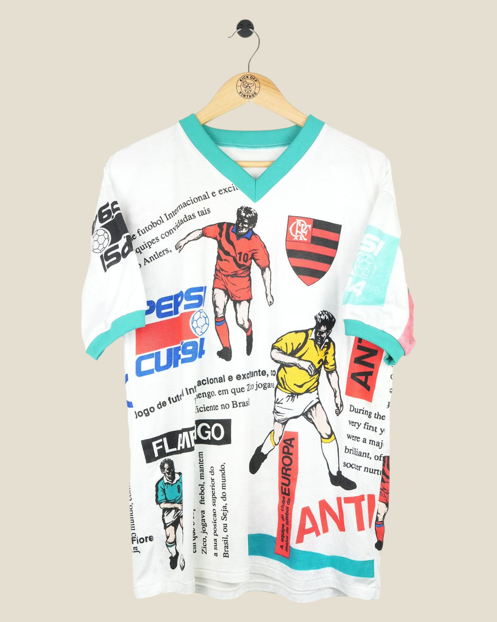 Kick Off Vintage Flamengo 1994/95 Umbro Pepsi Cup special edition white soccer jersey with all-over graphic prints