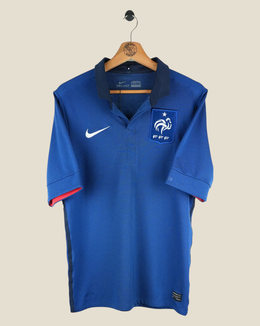 Kick Off Vintage France 2014 home football jersey featuring Nasri, blue Nike Dri-FIT shirt with FFF crest