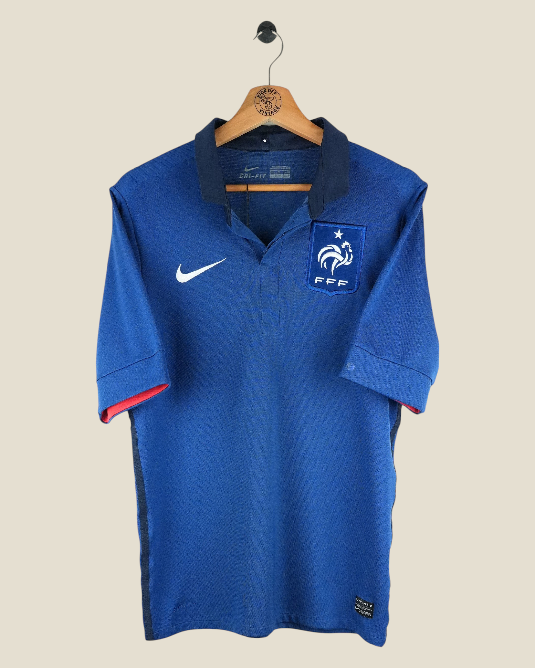 Kick Off Vintage France 2014 home football jersey featuring Nasri, blue Nike Dri-FIT shirt with FFF crest