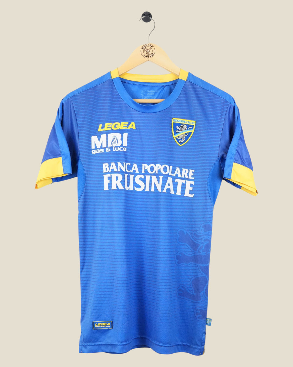 Kick Off Vintage Frosinone 2015/16 third football jersey in blue and yellow with Legea branding and team crest