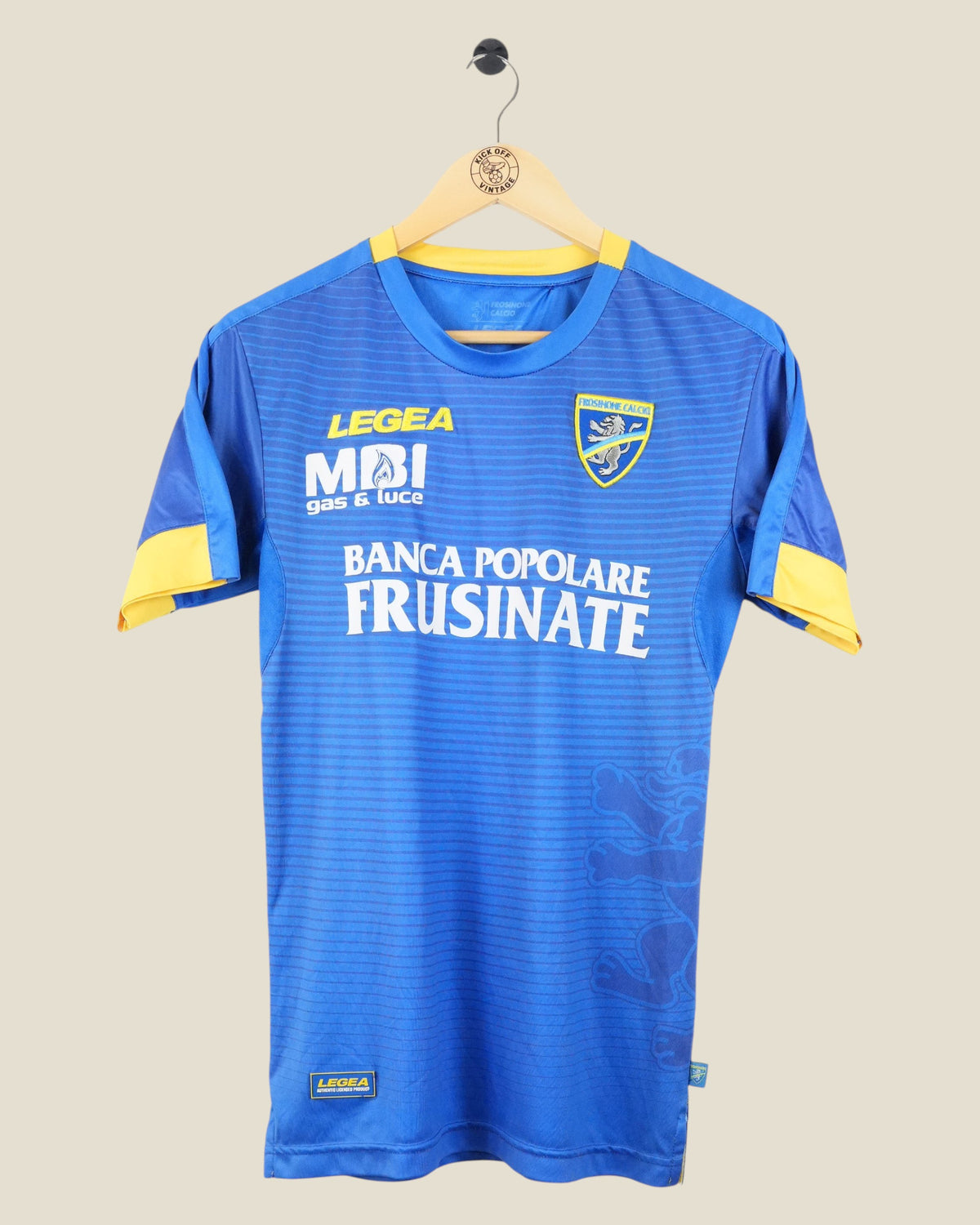 Kick Off Vintage Frosinone 2015/16 third football jersey in blue and yellow with Legea branding and team crest