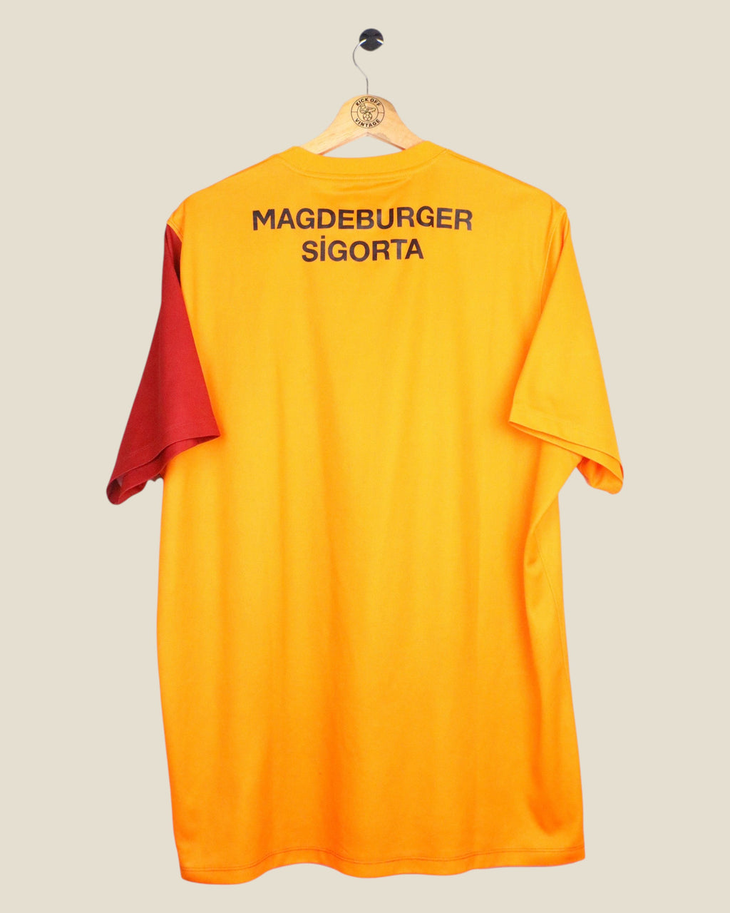 Kick Off Vintage Galatasaray 2021/22 home football shirt in yellow and red with Magdeburger Sigorta back print