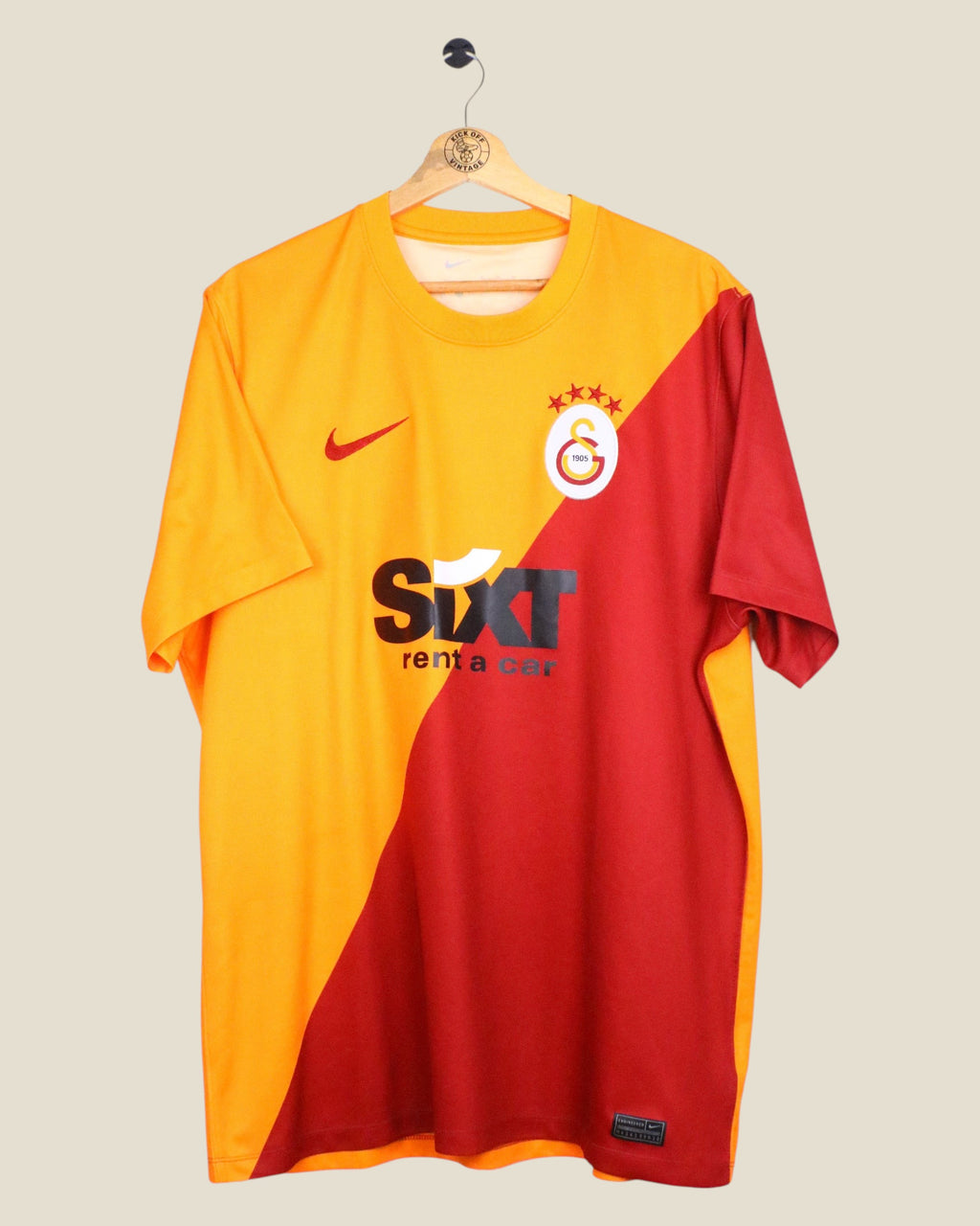 Kick Off Vintage Galatasaray 2021/22 Nike home football shirt in iconic red and yellow split design with sponsor logo
