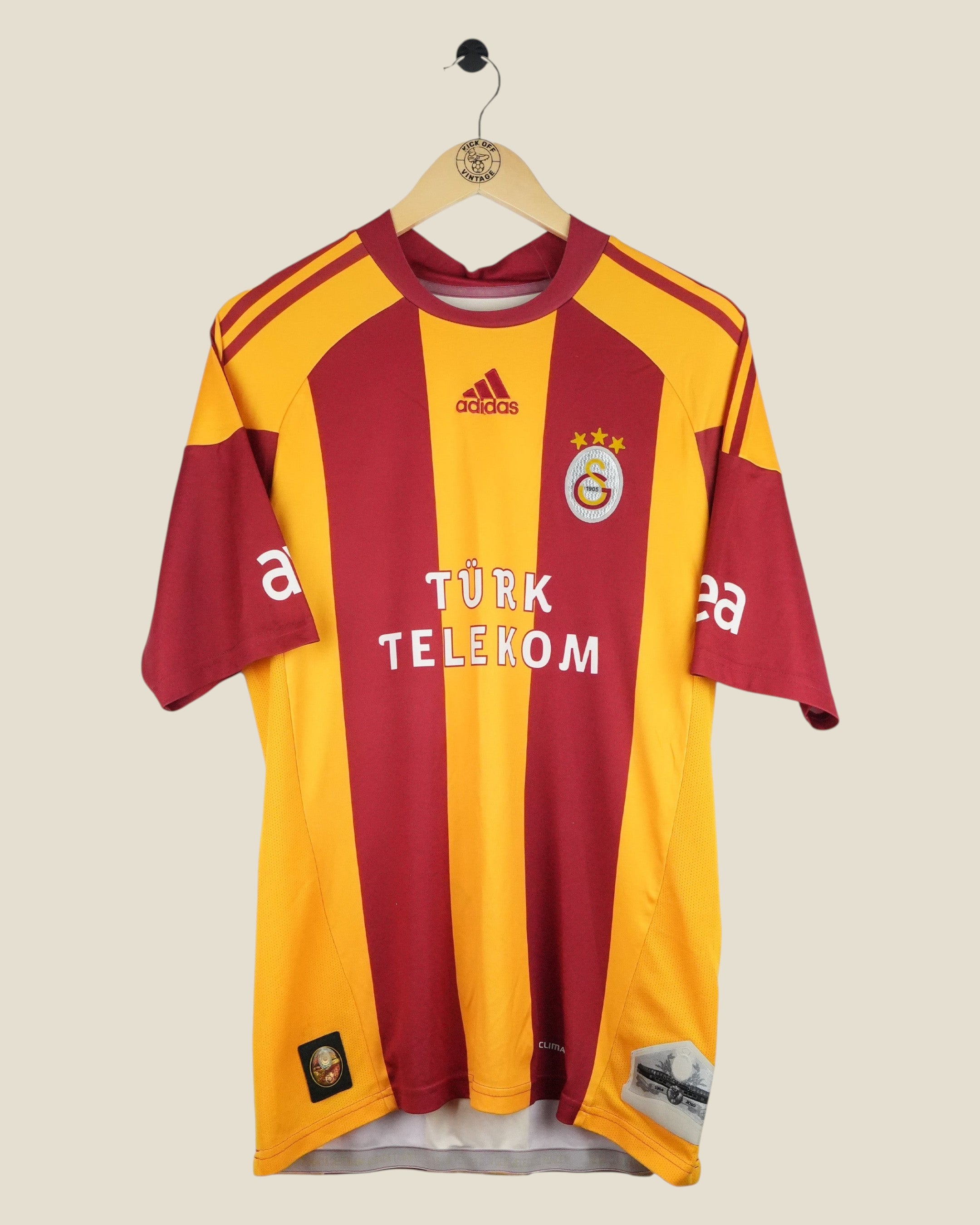 Kick Off Vintage Galatasaray 2010/11 home football shirt in red and yellow with Arda Turan player details