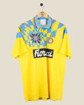 Kick Off Vintage Inter Milan 1992-94 third football shirt in yellow and blue with geometric pattern and polo collar
