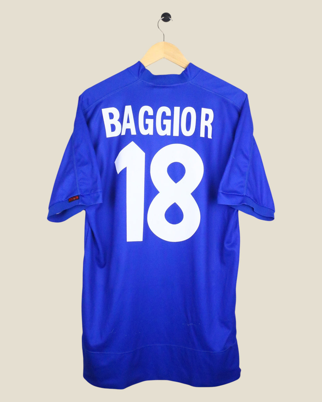 Kick Off Vintage 1999 Italy home football jersey with Baggio 18 print in blue by Kappa