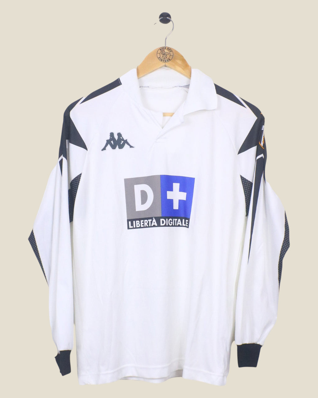 Kick Off Vintage 1998/99 Juventus away long sleeve football shirt by Kappa in white with Liberta Digitale sponsor