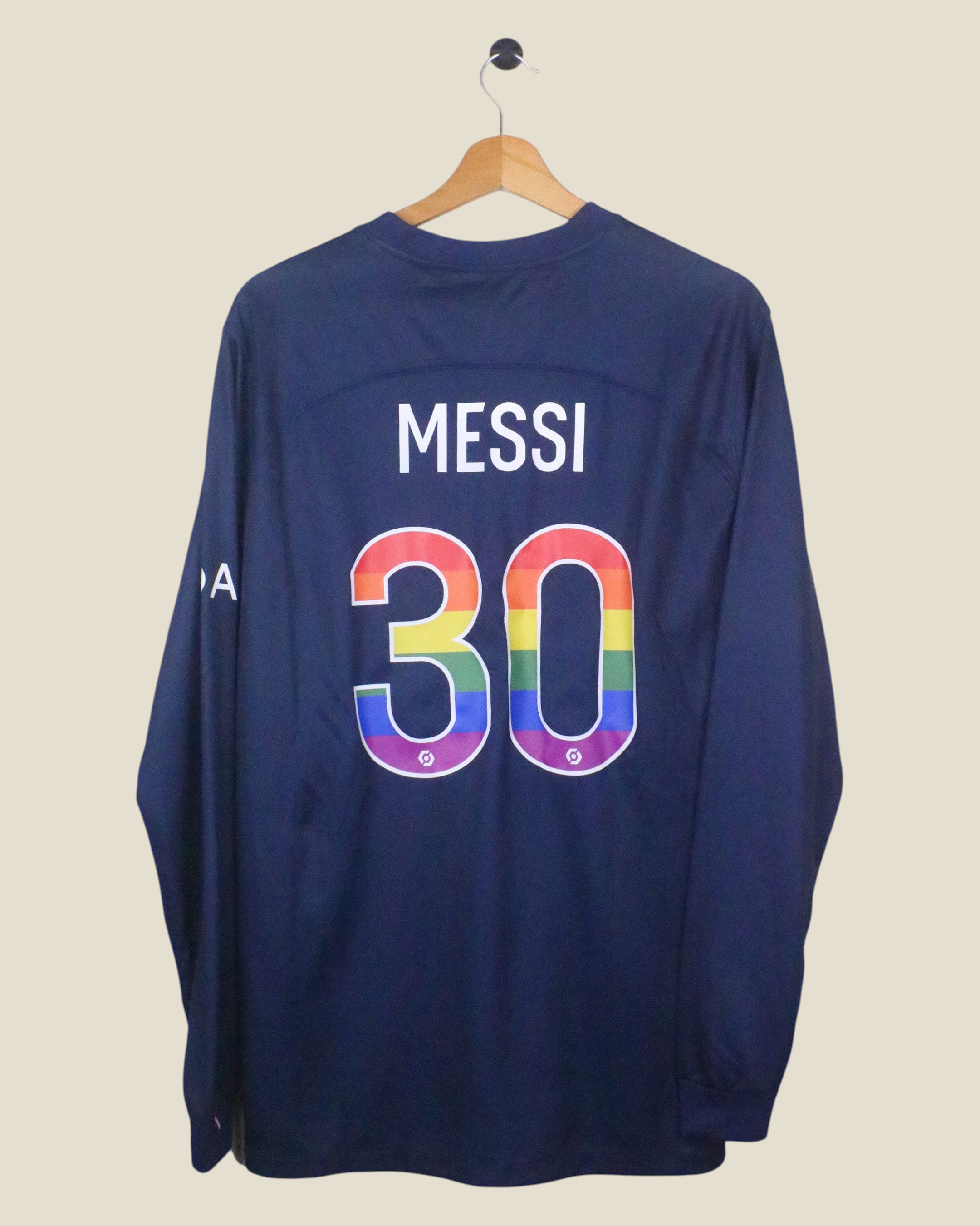 Kick Off Vintage Paris Saint-Germain 2022/23 Messi #30 long sleeve home jersey with rainbow pride number print