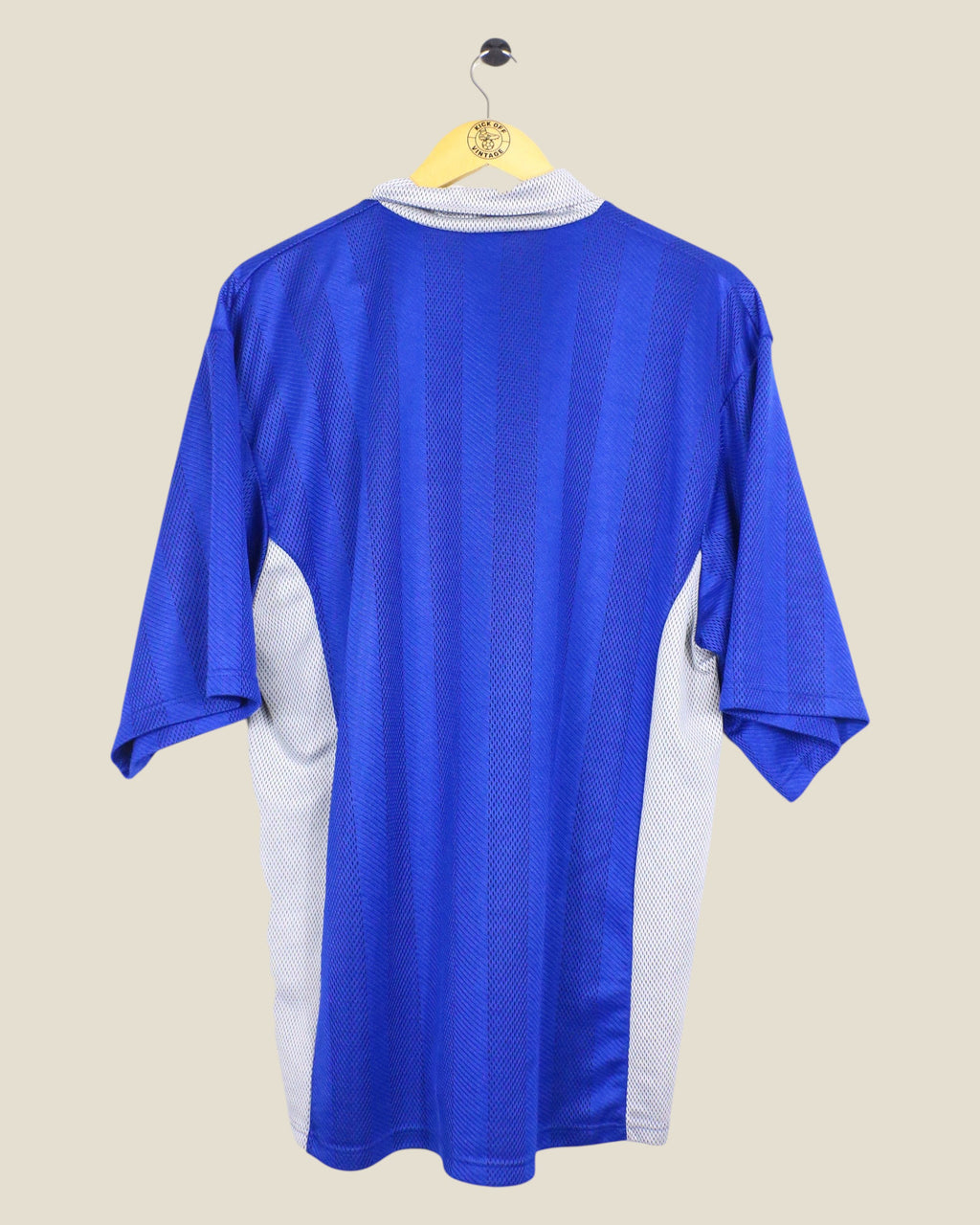 Back view of a blue and white Millwall 1997/99 home football shirt by Asics from Kick Off Vintage