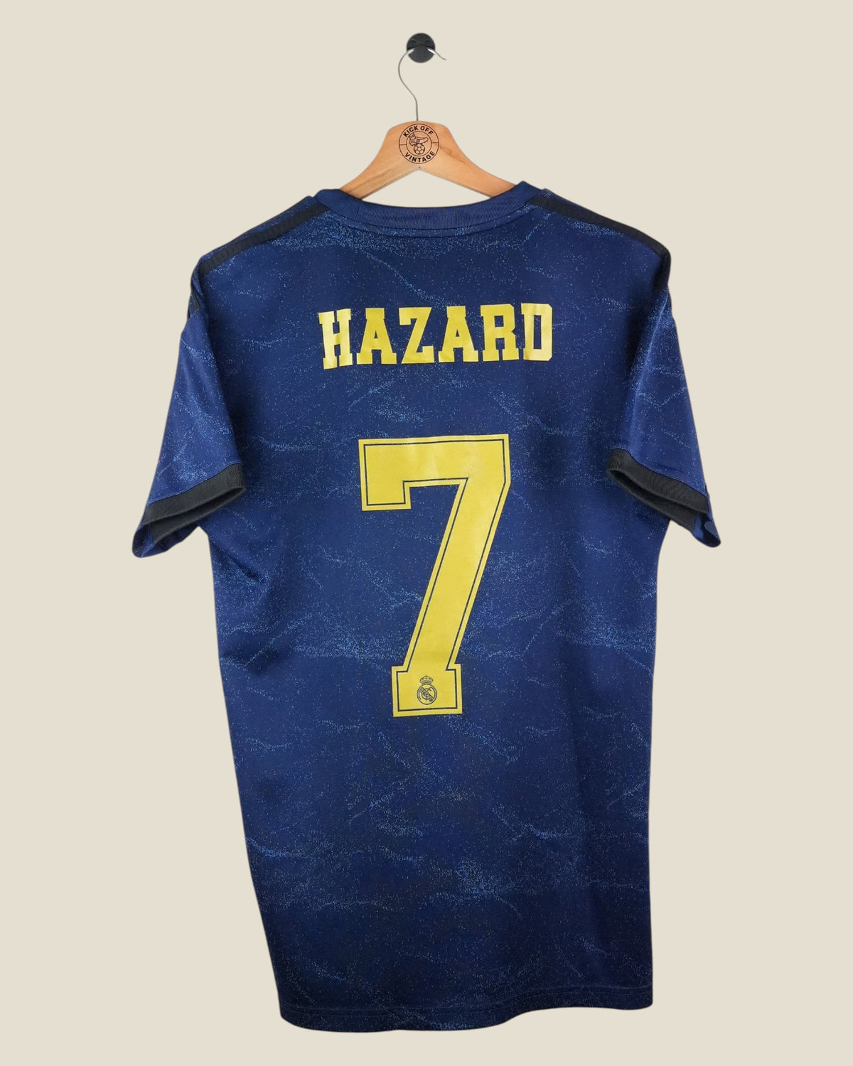 Kick Off Vintage Real Madrid 2019/20 Hazard away football shirt in navy blue with yellow number 7 and name print