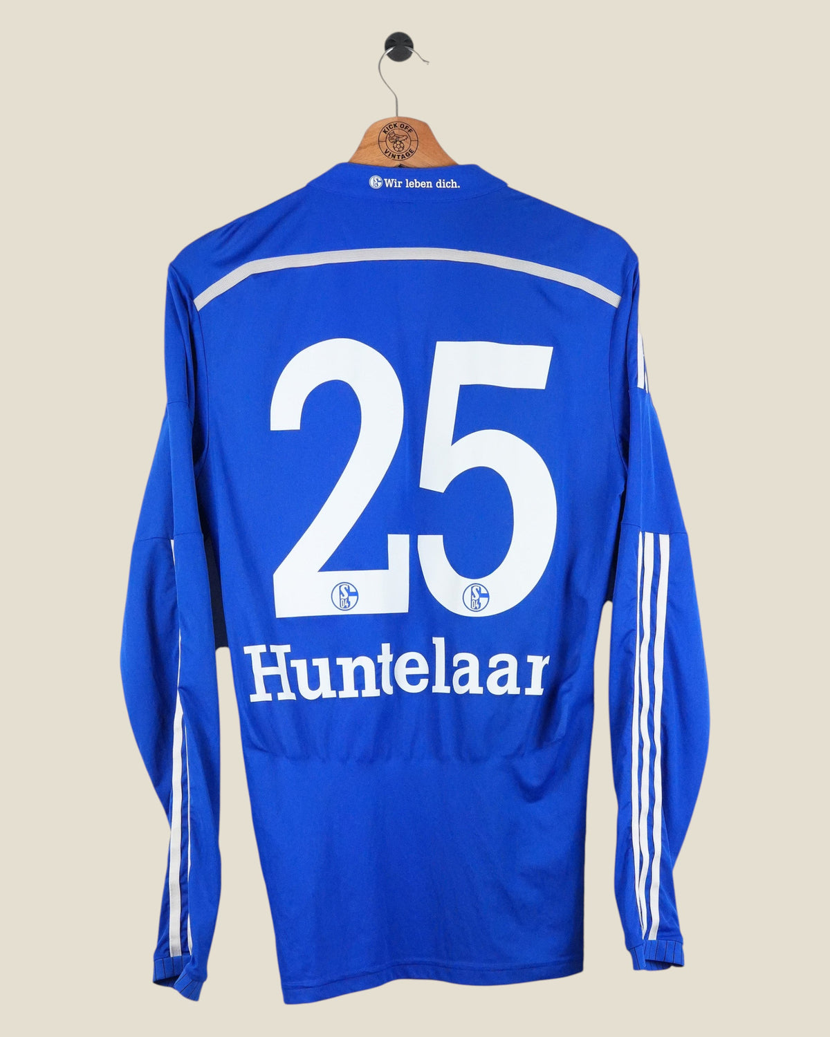 Kick Off Vintage Schalke 04 2015/16 long sleeve home shirt with Huntelaar 25 print in blue and white