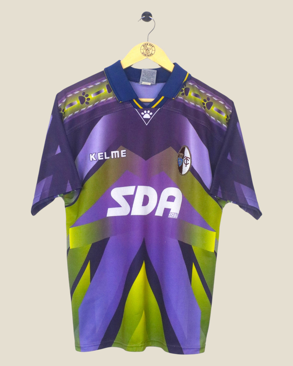 Kick Off Vintage 1997/98 Torino third football shirt by Kelme in purple and green with classic collar