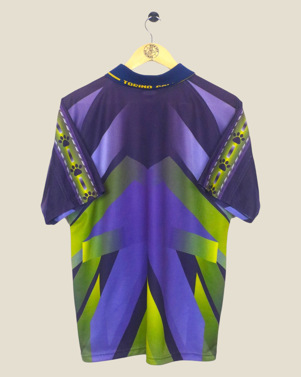 Kick Off Vintage Torino 1997/98 third football shirt in purple and green with Kelme paw print sleeve detailing