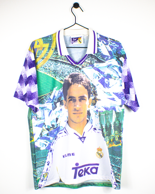 REAL MADRID 1996/97 RAUL #7 GRAPHIC SHIRT (L)