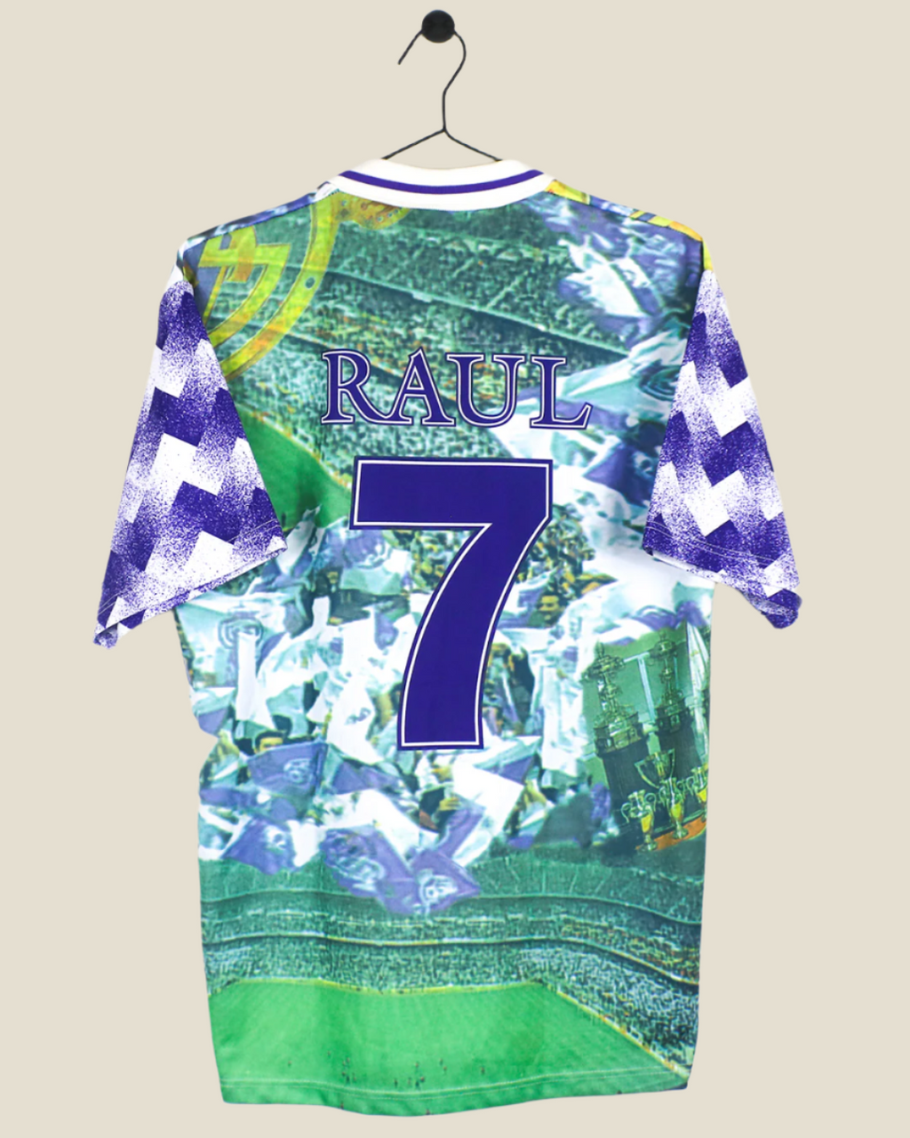 REAL MADRID 1996/97 RAUL #7 GRAPHIC SHIRT (L)